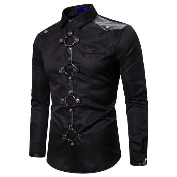 men's casual shirts rivet punk shirt mens gothic style hip hop long sleeve harajuku vintage black wine red blouse streetwear, White;black
men's casual shirts rivet punk shirt mens gothic style hip hop long sleeve harajuku vintage black wine red blouse streetwear, White;black