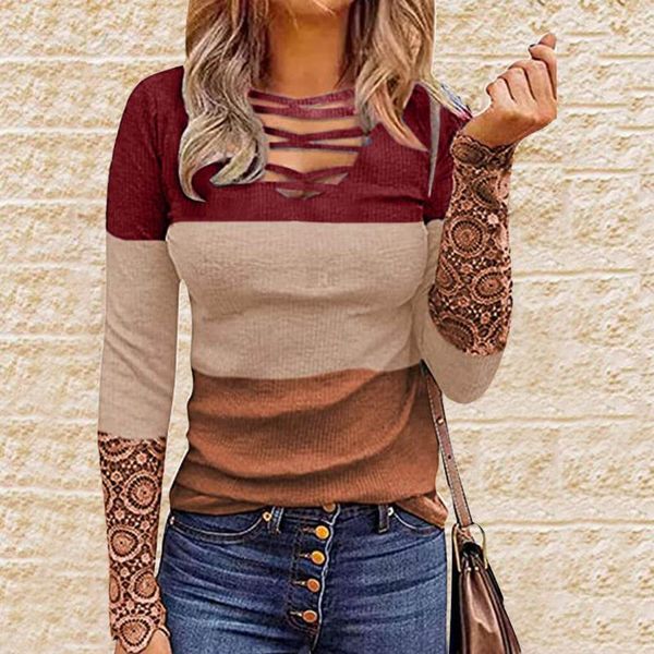women's blouses & shirts spring autumn women shirt lace patchwork long sleeve stripe blouse female slim cross bandage deep v neck, White
women's blouses & shirts spring autumn women shirt lace patchwork long sleeve stripe blouse female slim cross bandage deep v neck, White