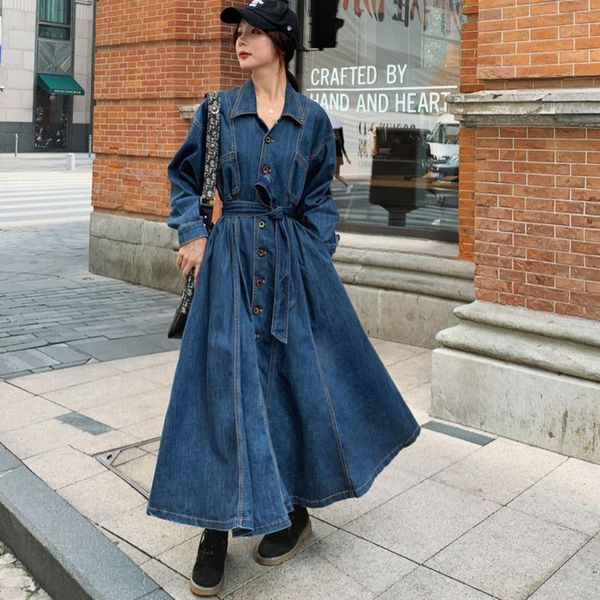 women's trench coats lanmrem 2021 autumn women long coat famale korean fashion loose single-breasted denim windbreaker with belt female, Tan;black
women's trench coats lanmrem 2021 autumn women long coat famale korean fashion loose single-breasted denim windbreaker with belt female, Tan;black