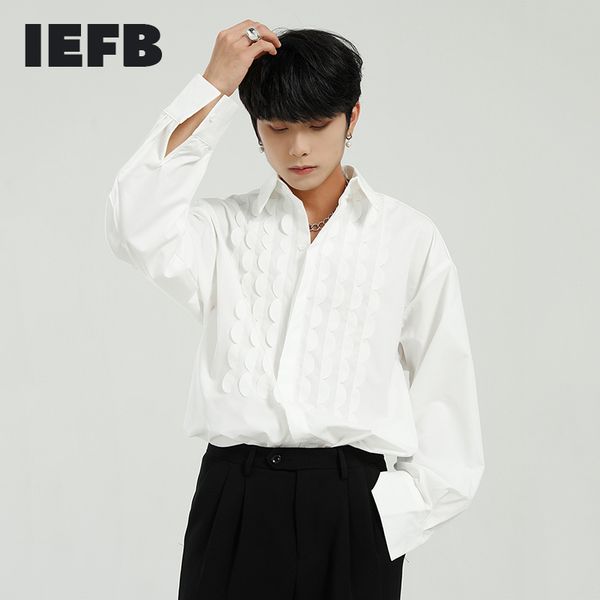 iefb men's spring design long sleeve shirts loose handsome solid color black white ruffles causal blouse korean 9y5412 210524, White;black
iefb men's spring design long sleeve shirts loose handsome solid color black white ruffles causal blouse korean 9y5412 210524, White;black