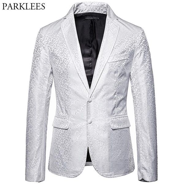 men's suits & blazers mens white floral jacquard suit blazer 2 buttons slim men wedding party jacket stage performance masculino us siz, White;black
men's suits & blazers mens white floral jacquard suit blazer 2 buttons slim men wedding party jacket stage performance masculino us siz, White;black