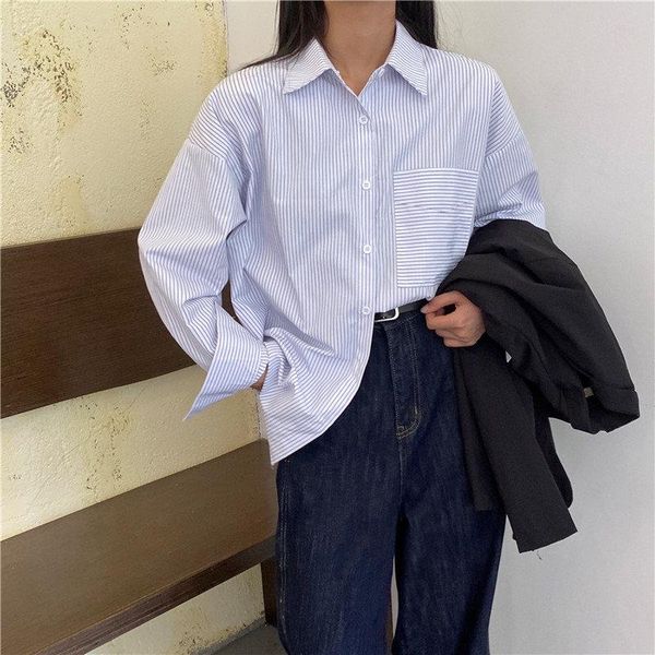 women's blouses & shirts women 2021 blue ol brief casual geometric sunscreen pocket all match long sleeve striped leisure loose stylish, White
women's blouses & shirts women 2021 blue ol brief casual geometric sunscreen pocket all match long sleeve striped leisure loose stylish, White