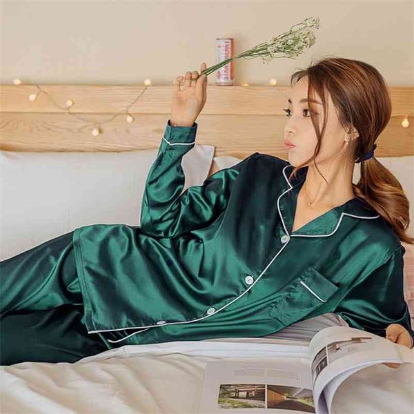 autumn women sleepwear faux silk satin pajamas set long sleeve suit female homewear pink winter pajamas 210514, Black;red
autumn women sleepwear faux silk satin pajamas set long sleeve suit female homewear pink winter pajamas 210514, Black;red