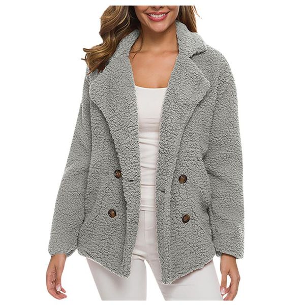 women's fur & faux winter casual padded thickened coat turn down collar double breasted lambswool jackets cardigan solid outerwear, Black
women's fur & faux winter casual padded thickened coat turn down collar double breasted lambswool jackets cardigan solid outerwear, Black