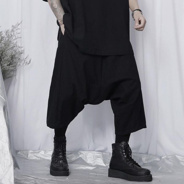 men's pants low-grade loose summer fashion dark trend thin wide leg casual shorts, Black
men's pants low-grade loose summer fashion dark trend thin wide leg casual shorts, Black