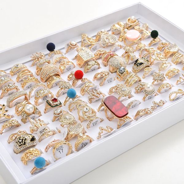 50pcs/lot fashion rhinestone vintage copper rings jewelry for women mix style golden silver color party gift wedding engagement with box
50pcs/lot fashion rhinestone vintage copper rings jewelry for women mix style golden silver color party gift wedding engagement with box