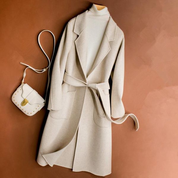 women's wool & blends autumn winter fashion 5 color slim double-sided coat women long overcoat belt big pocket suit collar woolen jacke, Black
women's wool & blends autumn winter fashion 5 color slim double-sided coat women long overcoat belt big pocket suit collar woolen jacke, Black