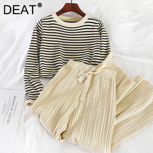 women's two piece pants deat women striped knitting sweater high waist elasticity long set fashion autumn winter 2021 11d2285, White
women's two piece pants deat women striped knitting sweater high waist elasticity long set fashion autumn winter 2021 11d2285, White