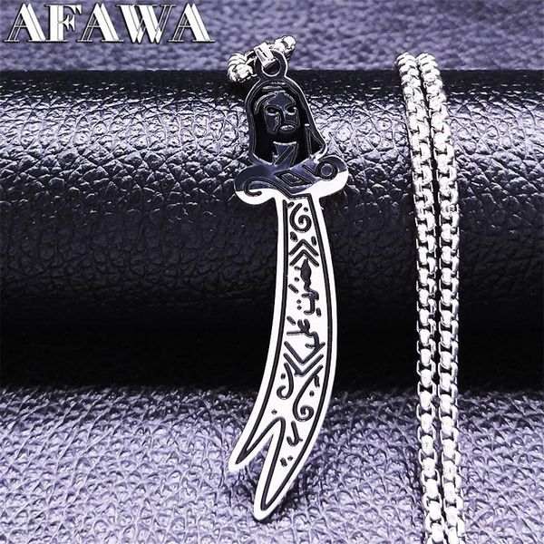 pendant necklaces knife muslim islam stainless steel necklace imam ali sword arabic statement jewlery collier chaine n3686s02, Silver 
pendant necklaces knife muslim islam stainless steel necklace imam ali sword arabic statement jewlery collier chaine n3686s02, Silver