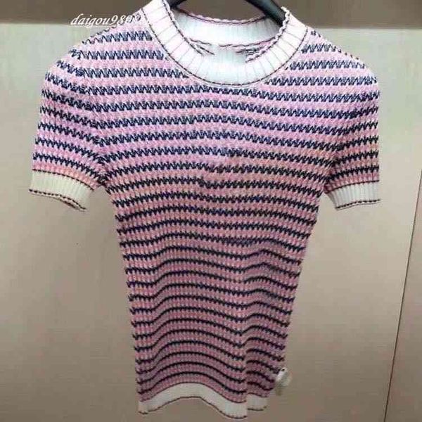 women's knits & tees spring and summer temperament round collar stripe color knit short-sleeved t-shirt tight women's blouse kgyq, White
women's knits & tees spring and summer temperament round collar stripe color knit short-sleeved t-shirt tight women's blouse kgyq, White