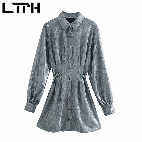ltph shiny silver shirt dress women long sleeve lapel high waist slim hollow design elegant dresses spring autumn 210423, Tan;black
ltph shiny silver shirt dress women long sleeve lapel high waist slim hollow design elegant dresses spring autumn 210423, Tan;black
