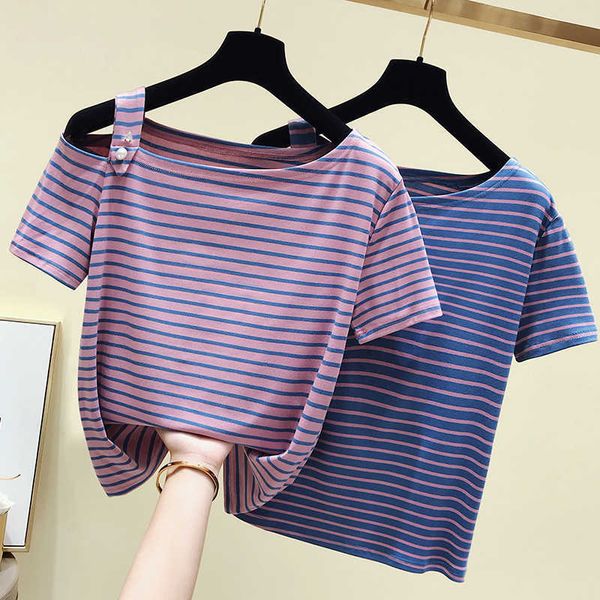 t-shirt cotton striped slash neck t shirt women ladies tshirt summer female short sleeve casual tee shirt femme 210604, White
t-shirt cotton striped slash neck t shirt women ladies tshirt summer female short sleeve casual tee shirt femme 210604, White