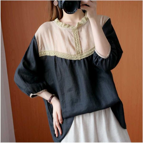 women's blouses & shirts literature and art lace collar linen shirt 2021 summer loose large 7 / 3 sleeve mori baby cotton top, White
women's blouses & shirts literature and art lace collar linen shirt 2021 summer loose large 7 / 3 sleeve mori baby cotton top, White