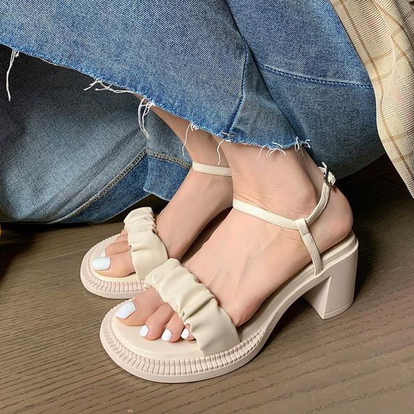 sandals fashion word buckle solid color temperament high heels ladies summer style women's shoes., Black
sandals fashion word buckle solid color temperament high heels ladies summer style women's shoes., Black