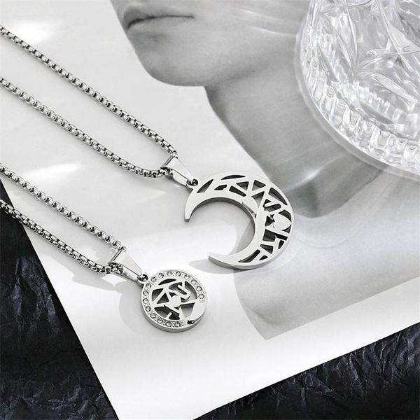 pendant necklaces dewu letter love ms. necklace stitching sun moon hollow titanium steel men and women gift couple, Silver
pendant necklaces dewu letter love ms. necklace stitching sun moon hollow titanium steel men and women gift couple, Silver