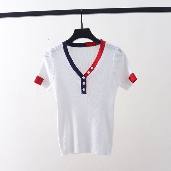 t shirt hong kong style contrast ice silk sweater women's short sleeve 2021 summer thin v-neck pullover, White
t shirt hong kong style contrast ice silk sweater women's short sleeve 2021 summer thin v-neck pullover, White