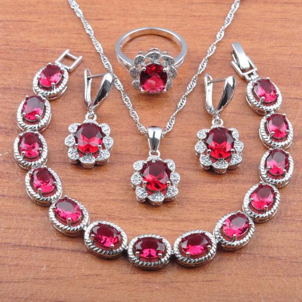 wedding jewelry sets classic bridal rose red zirconia 925 sterling silver set earrings necklace pendant rings bracelet js0402, Slivery;golden
wedding jewelry sets classic bridal rose red zirconia 925 sterling silver set earrings necklace pendant rings bracelet js0402, Slivery;golden