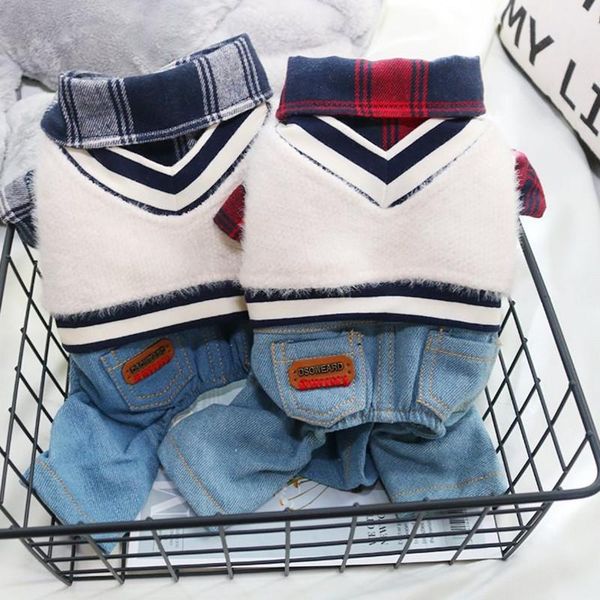 dog apparel plaid shirt with pet vest outfit red gray autumn winter puppy coat jacket denim pants 2-piece set wholesale
dog apparel plaid shirt with pet vest outfit red gray autumn winter puppy coat jacket denim pants 2-piece set wholesale