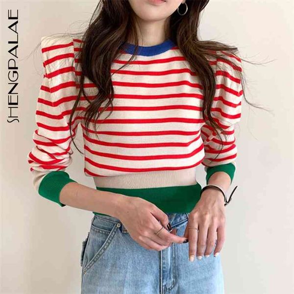 korean autumn women's wide round neck knit pullover contrast color striped short bubble sleeve sweater zt1410 210427, White;black
korean autumn women's wide round neck knit pullover contrast color striped short bubble sleeve sweater zt1410 210427, White;black