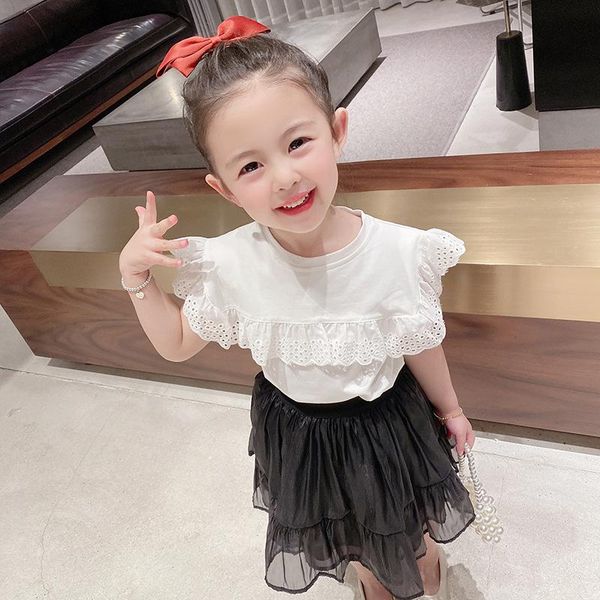 girls fashion lace square collar short-sleeved children's summer 2-year-old black 3 pearlescent 4 mesh half-length skirt suit clothing, White
girls fashion lace square collar short-sleeved children's summer 2-year-old black 3 pearlescent 4 mesh half-length skirt suit clothing, White