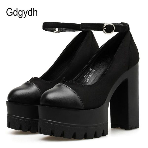 dress shoes gdgydh spring autumn round toe women pumps flock thick high heeled female single ankle strap buckle platform ladies, Black
dress shoes gdgydh spring autumn round toe women pumps flock thick high heeled female single ankle strap buckle platform ladies, Black