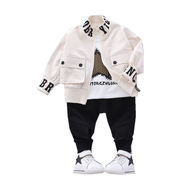 fashion spring autumn baby boys clothes suit children girls jacket t-shirt pants 3pcs/set toddler sport clothing kids tracksuits sets, White
fashion spring autumn baby boys clothes suit children girls jacket t-shirt pants 3pcs/set toddler sport clothing kids tracksuits sets, White