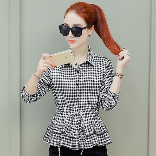 spring autumn fashion womens blouses turn down collar loose elegant plaid patchwork df3396, White
spring autumn fashion womens blouses turn down collar loose elegant plaid patchwork df3396, White