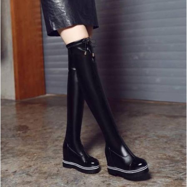 boots women's round-toe lace-up knee-length 2021 winter pu leather thick-soled slope heel large size snow for female, Black
boots women's round-toe lace-up knee-length 2021 winter pu leather thick-soled slope heel large size snow for female, Black