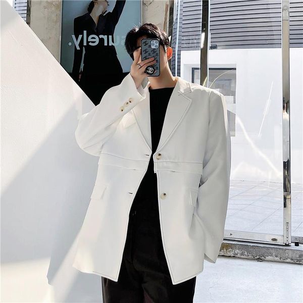 men's suits & blazers 2021 autumn korean style personalized removable suit men casual loose black white for m-xl, White;black
men's suits & blazers 2021 autumn korean style personalized removable suit men casual loose black white for m-xl, White;black