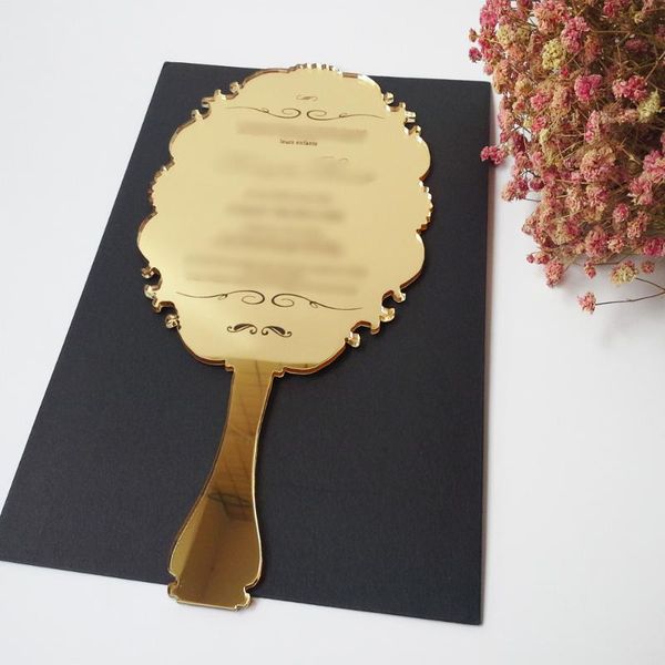 greeting cards sample order for 123*238mm handheld mirror shaped gold/silver acrylic wedding invitation card laser engraved letters
greeting cards sample order for 123*238mm handheld mirror shaped gold/silver acrylic wedding invitation card laser engraved letters