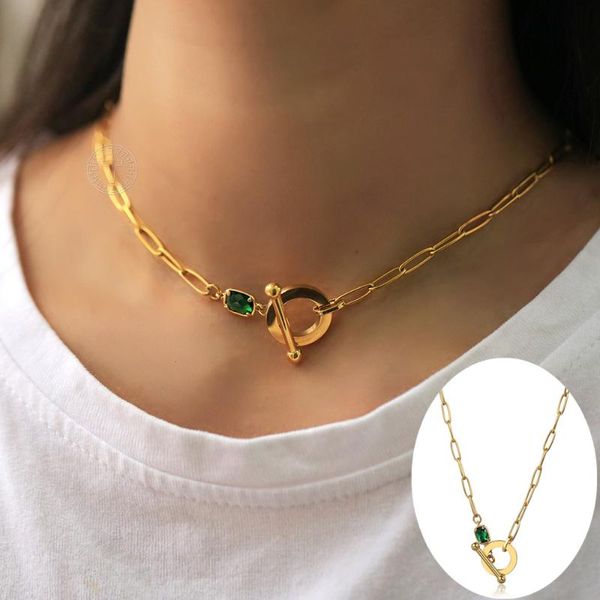pendant necklaces vintage green stone paperclip chain choker necklace women girls gold stainless steel toggle clasp chic fashion jewelry dn2, Silver
pendant necklaces vintage green stone paperclip chain choker necklace women girls gold stainless steel toggle clasp chic fashion jewelry dn2, Silver