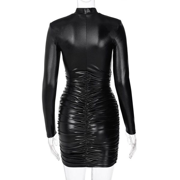 casual dresses fashion women club wear fall winter 2021 leather long sleeve slim pleated bodycon dress, Black;gray
casual dresses fashion women club wear fall winter 2021 leather long sleeve slim pleated bodycon dress, Black;gray