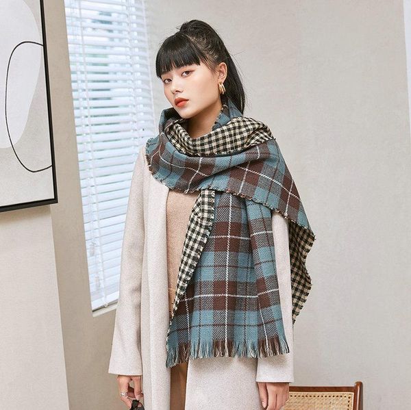 scarves east gate plaid scarf autumn and winter versatile warm imitation cashmere double shawl college neck, Blue;gray
scarves east gate plaid scarf autumn and winter versatile warm imitation cashmere double shawl college neck, Blue;gray