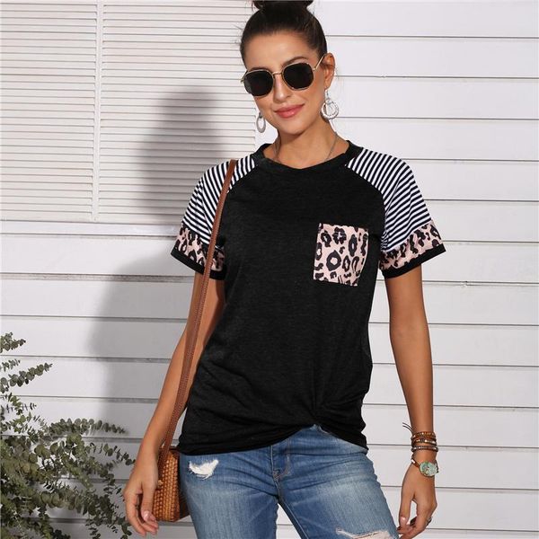 women's t-shirt pocket leopard patchwork casual women tshirt tunic ladies summer female short sleeve shirt blusas pullover, White
women's t-shirt pocket leopard patchwork casual women tshirt tunic ladies summer female short sleeve shirt blusas pullover, White