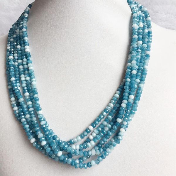 chains 45cm 3*4mm faceted sea blue hemimorphite larimar necklace for women natural stone bead choker collares abacus gift jewelry, Silver
chains 45cm 3*4mm faceted sea blue hemimorphite larimar necklace for women natural stone bead choker collares abacus gift jewelry, Silver
