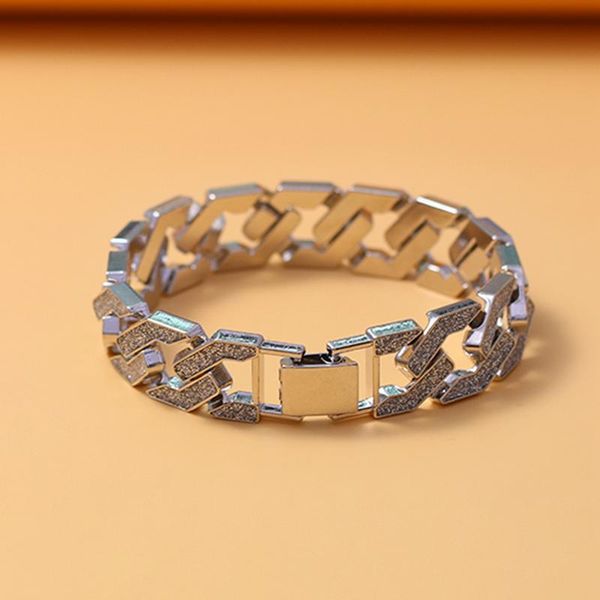 link, chain fashion luxury cuban link bracelet for women men gold silver color bling rhinestone jewelry, Black
link, chain fashion luxury cuban link bracelet for women men gold silver color bling rhinestone jewelry, Black