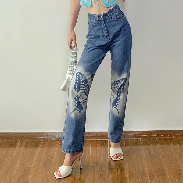 women's jeans 2021 fall fanshion fashion high waist straight pants fashionable butterflies printing slim casual women, Blue
women's jeans 2021 fall fanshion fashion high waist straight pants fashionable butterflies printing slim casual women, Blue