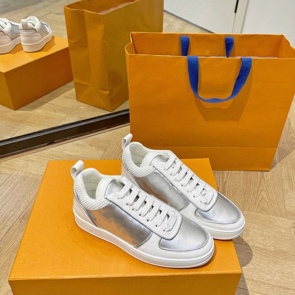 with box mens silver fashion mirror shoes high low shoe sneakers 14yn#, Black
