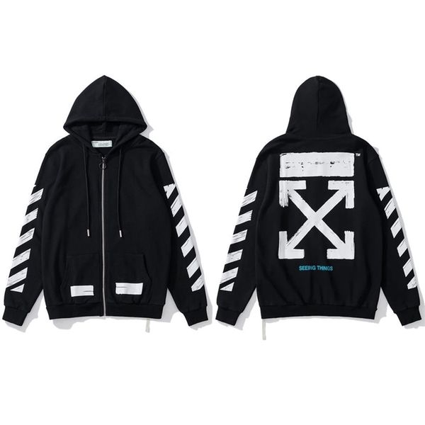 off tide brand white paint printing zipper cardigan hooded sweater coat men's and women's couple ow hoodie, Black
off tide brand white paint printing zipper cardigan hooded sweater coat men's and women's couple ow hoodie, Black