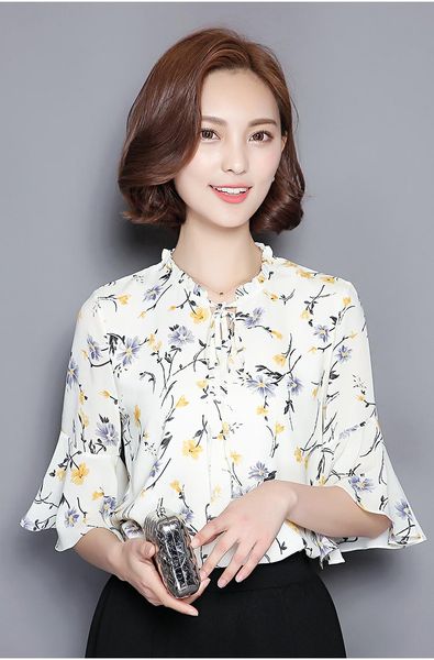 women's blouses & shirts arrivals blouse women 2021 summer print ruffle sleeve blusas work casual for womens elegant chiffon, White
women's blouses & shirts arrivals blouse women 2021 summer print ruffle sleeve blusas work casual for womens elegant chiffon, White