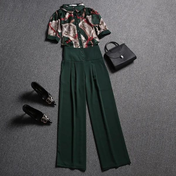 women's two piece pants spring summer 2 pieces set retro floral print patchwork blouse + big leg loose pant suit ol ladies party tracks, White
women's two piece pants spring summer 2 pieces set retro floral print patchwork blouse + big leg loose pant suit ol ladies party tracks, White