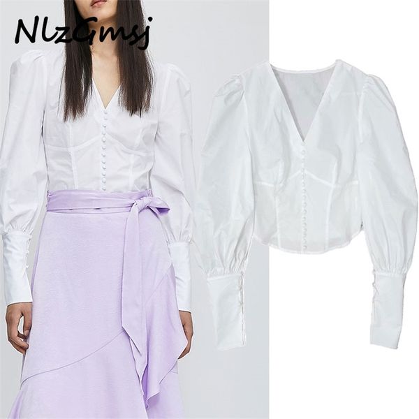 blouse women fashion retro short v-neck long sleeve white slim shirt elegant clothing 210628
blouse women fashion retro short v-neck long sleeve white slim shirt elegant clothing 210628