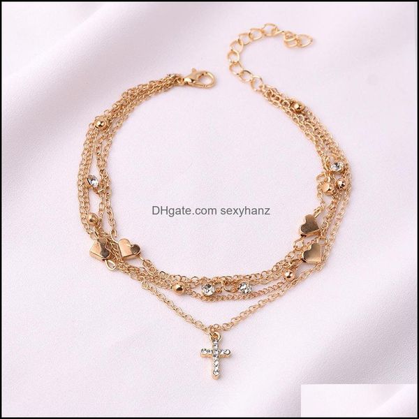 anklets jewelry s1789 fashion mti layer anklet cross pendant heart charms drop delivery 2021 sokfe, Red;blue
anklets jewelry s1789 fashion mti layer anklet cross pendant heart charms drop delivery 2021 sokfe, Red;blue