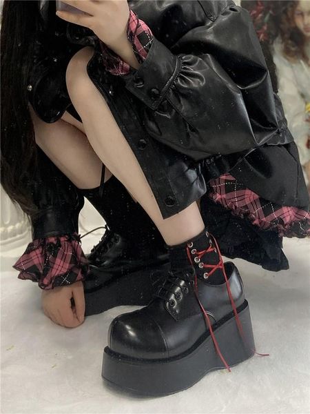 dress shoes japanese harajuku thick bottom big round head women gothic punk lace up platform dark lolita girls goth anime cosplay high heel, Black
dress shoes japanese harajuku thick bottom big round head women gothic punk lace up platform dark lolita girls goth anime cosplay high heel, Black