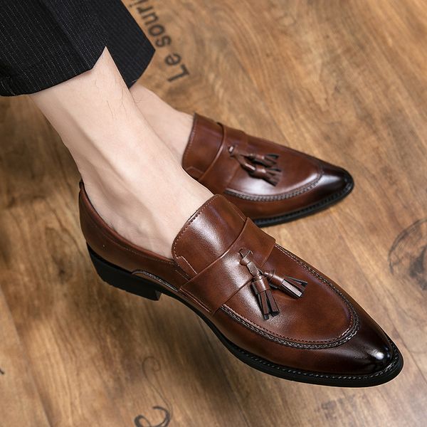 45.46.47 size pointed tassel small leather shoes men-autumn business formal wear casual british style trend one pedal loafer, Black
45.46.47 size pointed tassel small leather shoes men-autumn business formal wear casual british style trend one pedal loafer, Black