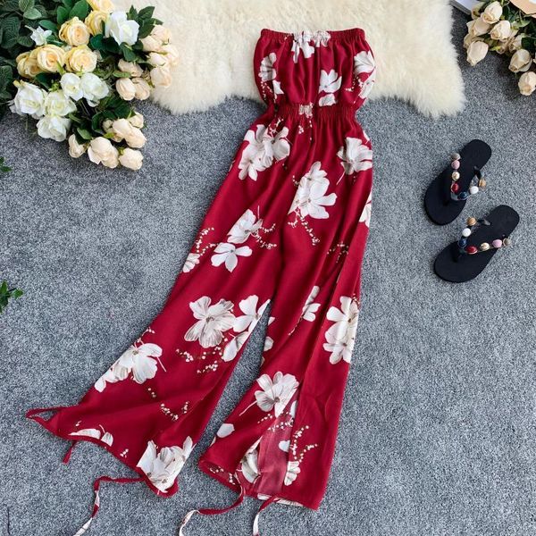 women's jumpsuits & rompers holiday jumpsuit chiffon printing flowers waist thin wide legs women slash neck sleeveless overalls f370, Black;white
women's jumpsuits & rompers holiday jumpsuit chiffon printing flowers waist thin wide legs women slash neck sleeveless overalls f370, Black;white