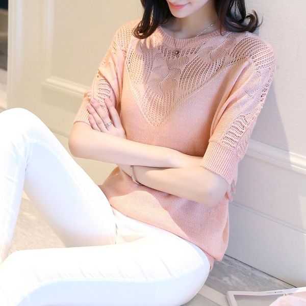 women's sweaters summer style hollow-sleeve thin sweater, hook flower bat sleeve round neck sweater, White;black
women's sweaters summer style hollow-sleeve thin sweater, hook flower bat sleeve round neck sweater, White;black