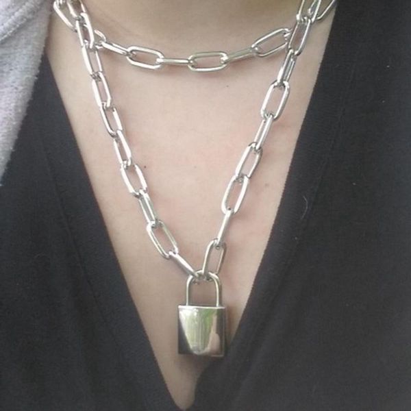 double layer lock chain necklace punk 90s link silver color padlock pendant women fashion gothic jewelry chains
double layer lock chain necklace punk 90s link silver color padlock pendant women fashion gothic jewelry chains