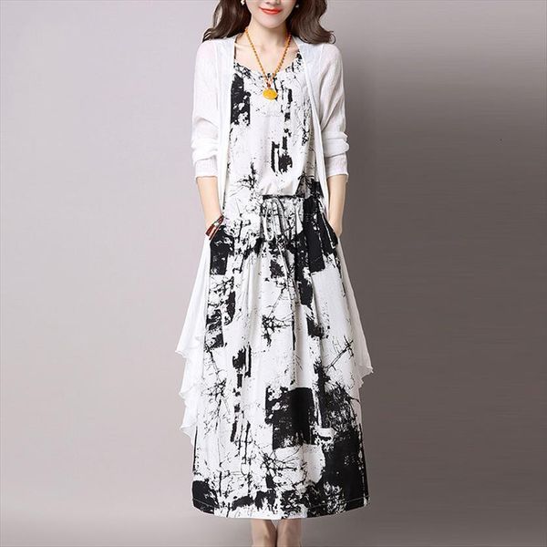 cotton and linen dresses suit womens tracksuits plus size 5xl spring loose national style printed vest dress cardigan jacket two, Gray
cotton and linen dresses suit womens tracksuits plus size 5xl spring loose national style printed vest dress cardigan jacket two, Gray