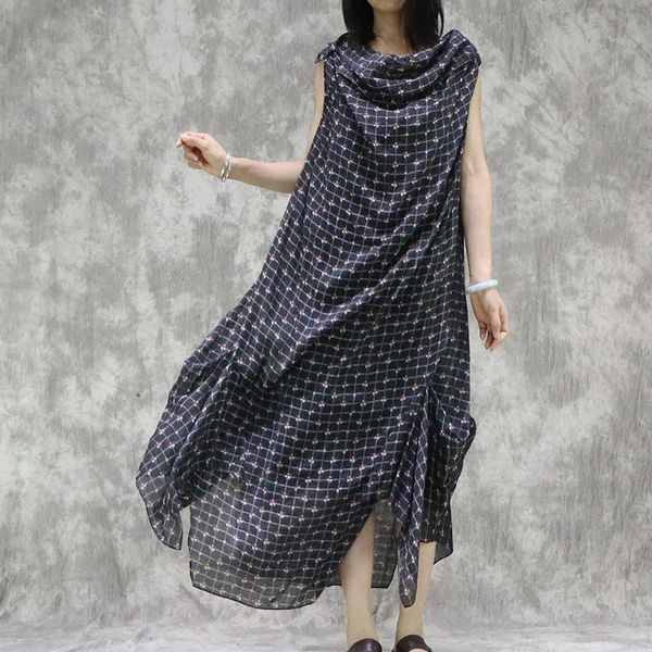 johnature summer retro plaid turn-down collar sleeveless irregular fashion dresses and simple suspender two piece set 210521, Black;gray
johnature summer retro plaid turn-down collar sleeveless irregular fashion dresses and simple suspender two piece set 210521, Black;gray